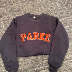 Faux Parke Navy Crew Sweatshirt with Red Logo